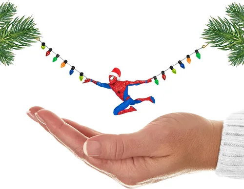 Vista 8 de Adorno de Navidad Colgante de Recuerdo de Hallmark 2024, Marvel Spider-Man Vacaciones en Plena Marcha, Regalos para los Fans de Marvel