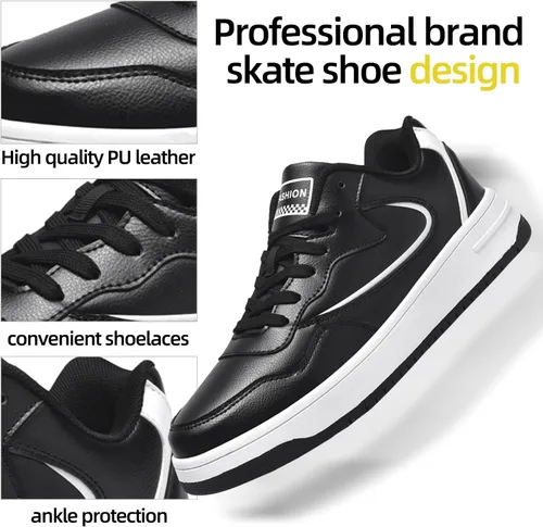 Vista 3 de Zapatos de skate para hombre, zapatos de skate de caña baja, zapatillas de deporte de moda, zapatos de skate de hip hop, zapatos casuales