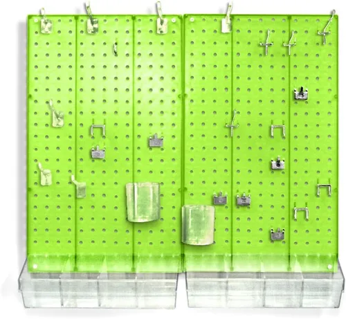 Vista 6 de Azar Displays 900945-BLK Kit organizador de pared multiusos de 70 piezas con dos paneles y surtido de accesorios, tamaños de panel: 13.5 pulgadas