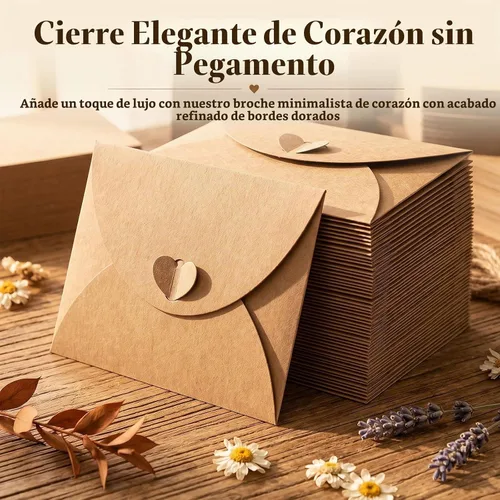Vista 4 de HANSGO 100 mini sobres para tarjetas de regalo, portadores de tarjetas de regalo de 4 x 2.8 pulgadas con cierre de corazón, para bodas, cumpleaños