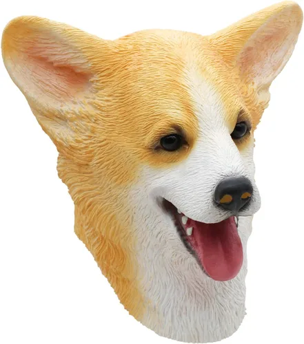 Vista 4 de CreepyParty Máscara de perro Corgi - Welsh Corgi Halloween disfraz de látex