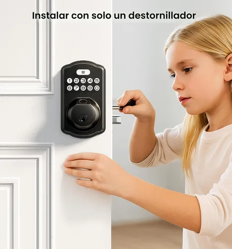 Vista 13 de Veise KS02A - Cerradura de puerta de entrada sin llave de huellas dactilares, bloqueo automático, cerrojo electrónico para puerta delantera Negro