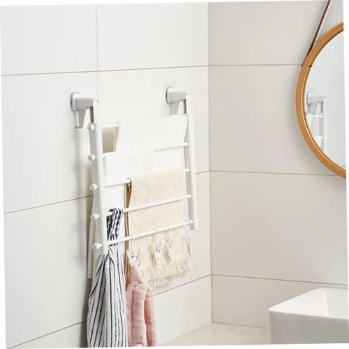 Vista 8 de Cabilock Estante de secado de ropa plegable extensible para uso en interiores y exteriores, diseño de ahorro de espacio con función telescópica