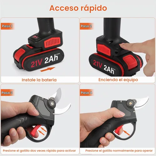 Vista 6 de Anbull Tijeras de podar eléctricas inalámbricas, podadora de ramas de árbol de 1.2 pulgadas (1.181 in)