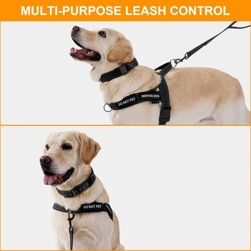 Vista 5 de Annchwool Arnés para perro sin tirones, juego de collar y correa reflectante resistente - Correa para perro con doble asa y clip de cinturón