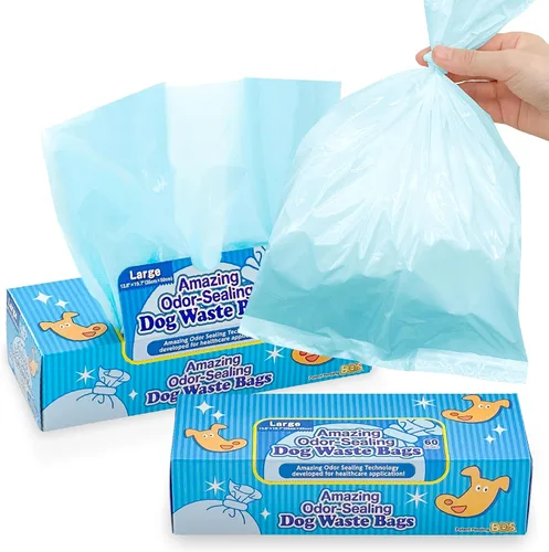 Vista 10 de BOS Amazing Odor Sealing Dog Poop Bags - Duraderas, sin perfume [Tamaño: L, Color: azul claro] (60 unidades, paquete de 1) (60 bolsas)