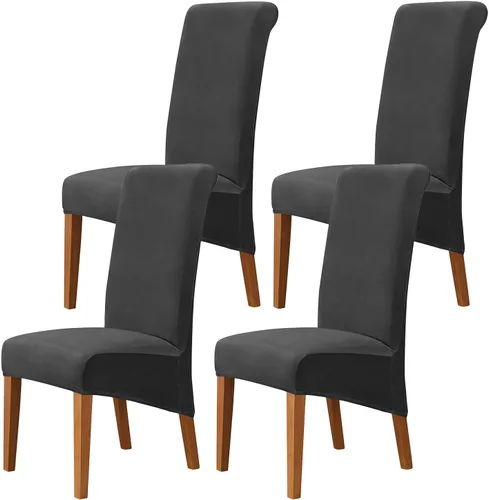 Vista 25 de Juego de 2 fundas de terciopelo para sillas de comedor, color beige, fundas elásticas para sillas de comedor y cocina, reutilizables, protector