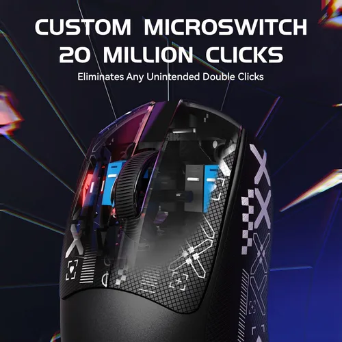 Vista 6 de ATTACK SHARK × MAMBASNAKE M4 Mouse inalámbrico para juegos, 24000 DPI ajustable PAW3311 Sensor óptico, botones programados, 1.83 oz Ratones Negro
