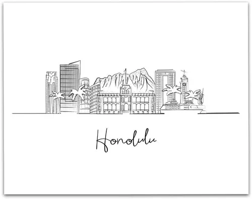 Vista 10 de TJ Originals Cheyenne Skyline - Decoración de pared para sala de estar, arte de pared en blanco y negro, imágenes artísticas de línea estadounidense