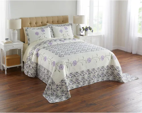 Vista 10 de BrylaneHome Colcha bordada Margaret - King, rosa