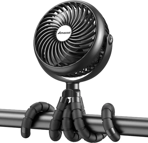 Vista 9 de AMACOOL Ventilador para cochecito de bebé, 5000 mAh, recargable Verde
