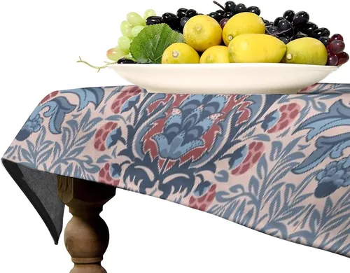 Vista 202 de Mantel Floral Retro de Pájaros, Diseño Original Bohemio William Morris Estampado Cubierta de Mesa para Hogar Picnic Fiesta Comedor Cocina William
