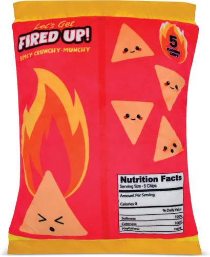 Vista 3 de iscream ¡Juega con tu comida! Juego de almohadas de forro polar Fire Nacho Chips con detalles bordados