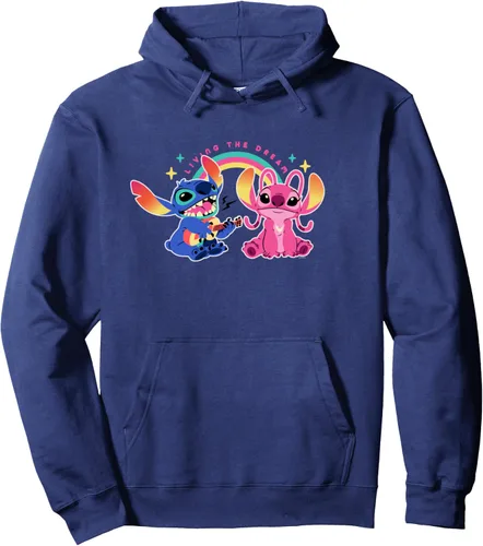 Vista 5 de Disney Sudadera con capucha Stitch and Angel Living the Dream, Negro, S