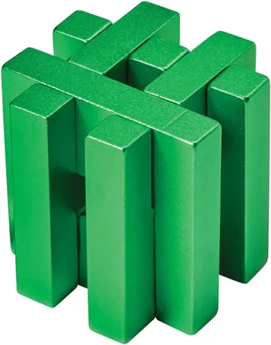 Vista 9 de Bits and Pieces Rompecabezas de metal para el cerebro – rompecabezas de desenmarañamiento de hashtag verde, rompecabezas de montaje 3D para adultos