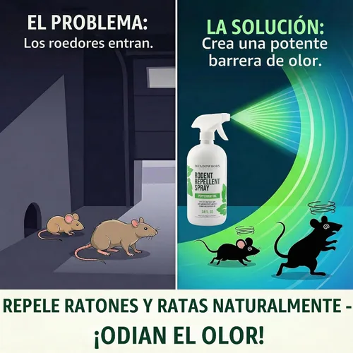 Vista 3 de Spray de control de roedores de aceite de menta, control natural en interiores y exteriores para ratones y ratas, fórmula extrafuerte a base