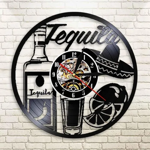 Vista 4 de Reloj de decoración de pared de 12 pulgadas/11.8 in para bebidas Dringking, arte de pared, reloj de pared de tequila, reloj de pared de tequila