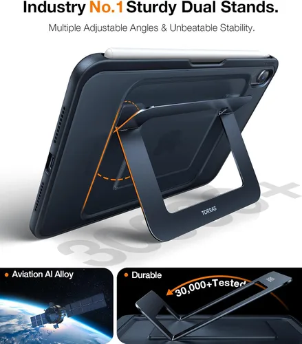 Vista 3 de TORRAS Funda para iPad Mini 7 A17 Pro, Funda para iPad Mini 6 con Soporte para Lápiz, Soporte Ultra Estable, Múltiples Ángulos de Visualización