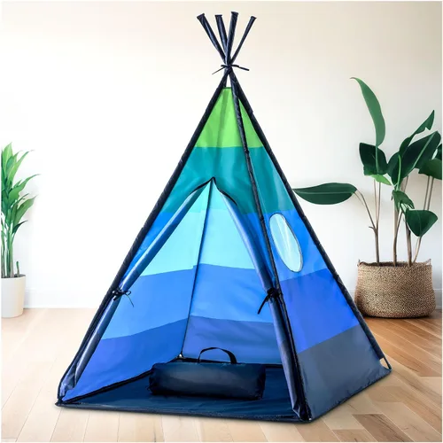 Vista 2 de USA Toyz Happy Hut Tienda Tipi para Niños - Tienda de Casa de Juegos Tipi Desplegable Interior para Niños, Niñas, Niños Pequeños con Bolsa de Azul