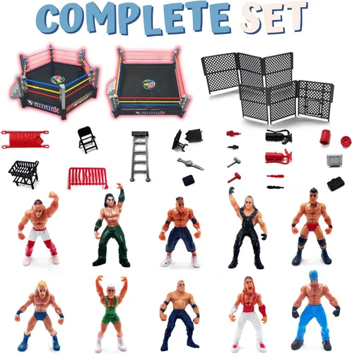 Vista 5 de ToyVelt Juego de juguetes de lucha libre con 32 piezas de 2 pulgadas, figuras de acción de la WWE para niños de 8 a 12 años, juguetes seguros
