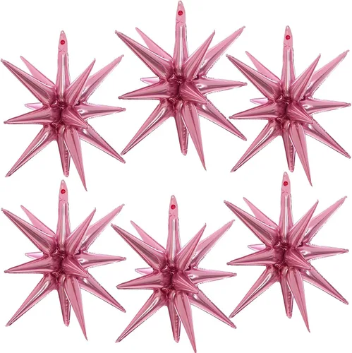 Vista 15 de 6 globos de estrella negra, globos de 22 pulgadas, globos de papel de aluminio con forma de estrella de Mylar para fiestas de cumpleaños, bodas
