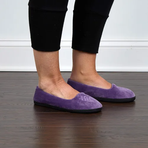 Vista 2 de Dearfoams Women's Cozy Memory Foam Indoor Rebecca Closed Back House Ballet Slipper with Wide Widths