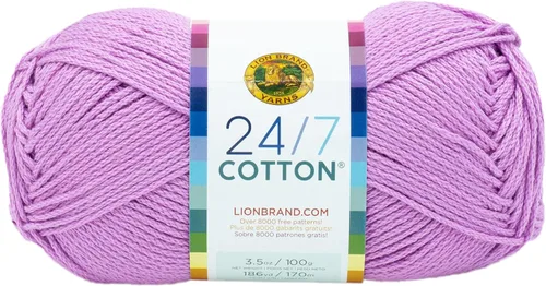 Vista 42 de Lion Brand Yarn - Hilo ligero 24/7 de algodón para tejer, hacer ganchillo y manualidades, Ámbar, paquete de 1 Light Worsted 100% Mercerized Cotton