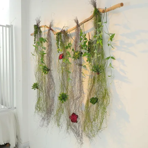 Vista 9 de 5Pcs 55in Faux Curly Weeping Willow Branches Curtain Hanging Moss Garland