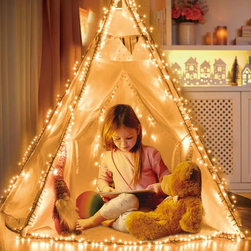 Vista 5 de Ogrmar Luces de Racimo de Navidad de 49 pies 500 LED 8 Modos Luces de Cadena de Navidad con Función de Temporizador y Conectables para Navidad