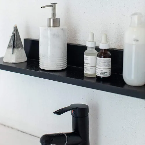 Vista 6 de JIMEI Dispensador de jabón de mármol con bomba de acero inoxidable para encimera de baño, cocina, dispensador de loción y líquido, botella de jabón