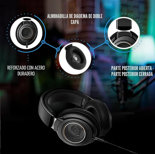 Vista 8 de Philips SHP9600 - Audífonos con cable, ajuste cómodo, parte trasera abierta, controladores Neodimio de 50 mm (SHP9600/00)