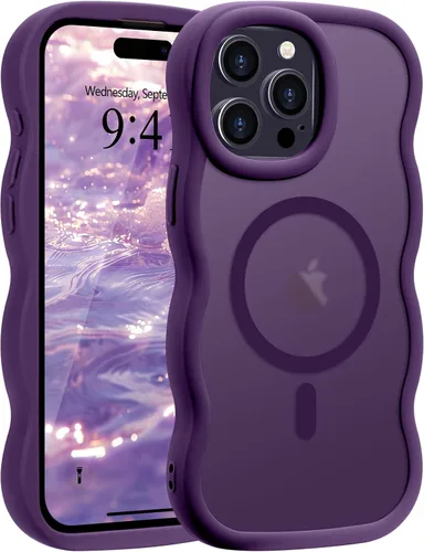 Vista 91 de Pepmune - Funda para iPhone 12 Pro Max con marco ondulado y estructura rígida, color mate claro, cubierta trasera unisex, compatible con Magsafe