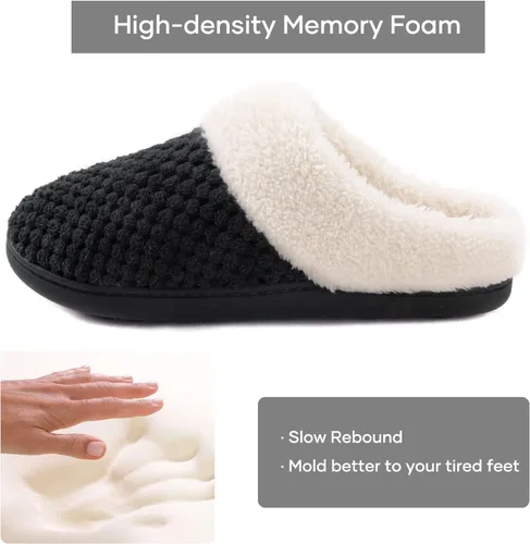 Vista 3 de ULTRAIDEAS Pantuflas de forro polar cómodas para mujer, de espuma viscoelástica, sin cordones, para interiores y exteriores