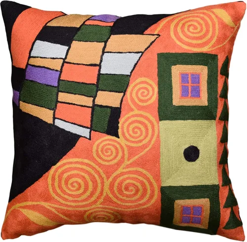 Vista 13 de Klimt - Funda de almohada moderna azul para sofá Almohadas contemporáneas azules Cojín de silla moderno abstracto Almohada moderna