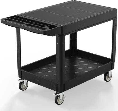 Vista 11 de Carrito utilitario con ruedas, carrito de servicio rodante de capacidad de 1000 libras, carros de trabajo de 34 x 17 pulgadas, carrito