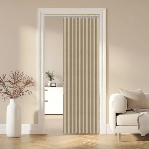 Vista 18 de AJAZZ Cortina de puerta magnética 100% opaca de acordeón para armario, cortina invisible para puerta interior de dormitorio, sala de estar, pasillo
