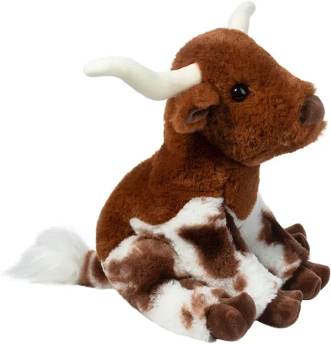 Vista 4 de Douglas Bixbie Texas Longhorn Bull - Peluche de vaca de cuerno largo, suave y realista, 9 pulgadas, lindo animal de granja occidental para niños
