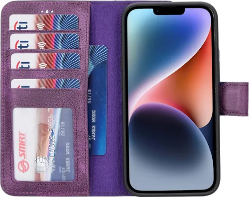 Vista 63 de HARDISTON Funda de piel auténtica hecha a mano compatible con iPhone 11 Pro de 5.8 pulgadas, funda magnética desmontable con tarjeteros - bordes