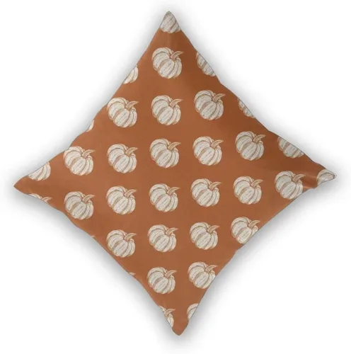 Vista 2 de Juego de 2 fundas de almohada de otoño de 16 x 16 pulgadas, con estampado de calabaza de otoño naranja quemado, fundas decorativas para cojín