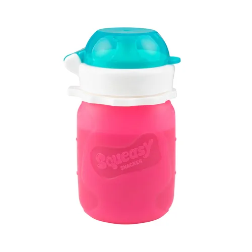 Vista 15 de Aqua 3.5 oz Squeasy Snacker - Bolsa de comida reutilizable de silicona a prueba de derrames - para alimentos blandos y líquidos - Agua, salsa