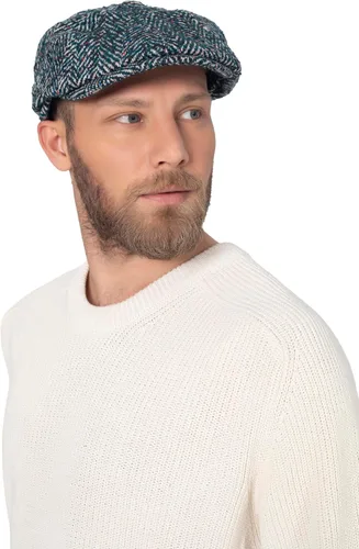 Vista 3 de GORRA DE BOY DE 8 PANELES DE LANA TWEED BOY, GORRA PLANA BAKER BOY, GORRA DE INVIERNO PARA HOMBRE verde azulado