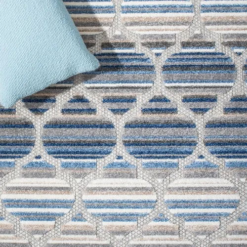 Vista 4 de SAFAVIEH Alfombra lavable para exteriores, colección Cabaña, 2'2" x 5', azul y gris, no desprende pelusa y fácil de limpiar, entrada puerta