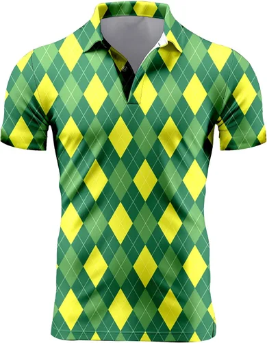 Vista 50 de Camisa de golf de los años 80 para hombre, ajuste seco, manga corta, estampada, divertidas, camisas de golf de los años 90 para hombre