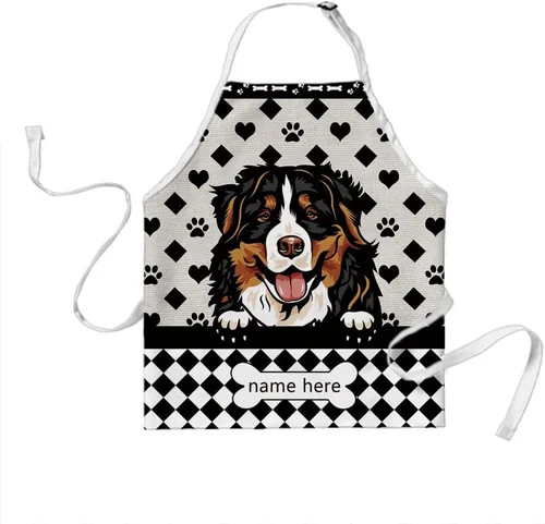 Vista 9 de Delantal de aseo de perros de lunares personalizado lindo perro Airedale, rojo (Airedale)