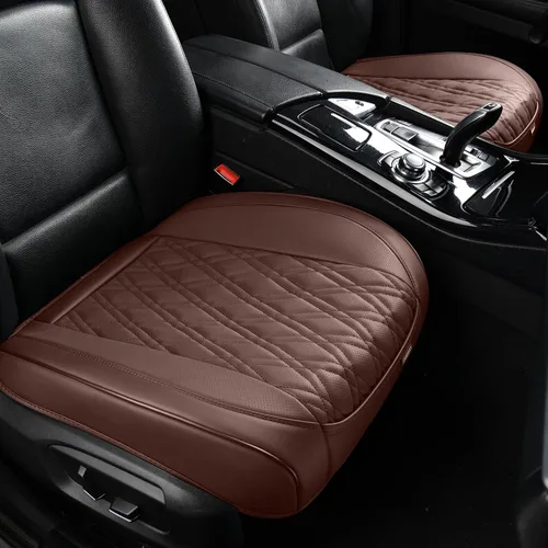 Vista 8 de TIEHESYT 2 fundas de piel de napa para automóviles, funda de asiento delantero inferior para automóvil, cojín de asiento sin respaldo