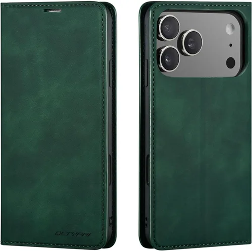 Vista 16 de QLTYPRI Funda tipo cartera para iPhone Air, 3 tarjeteros, color negro Funda de piel sintética de alta calidad, cierre magnético, soporte