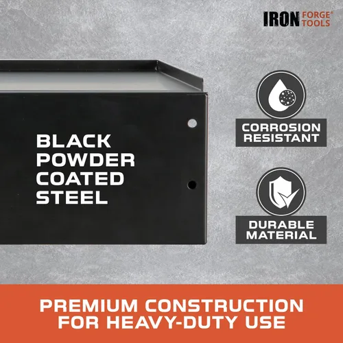Vista 3 de Iron Forge Tools Estante lateral universal para caja de herramientas – 16 x 12 pulgadas. Accesorios para carrito de herramientas plegable Bandeja