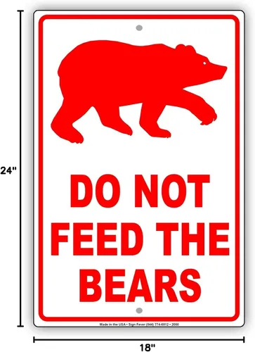 Vista 2 de Do Not Feed The Bears Wildlife Protection Aviso de advertencia de advertencia de advertencia de aluminio de metal de 18 x 24 pulgadas