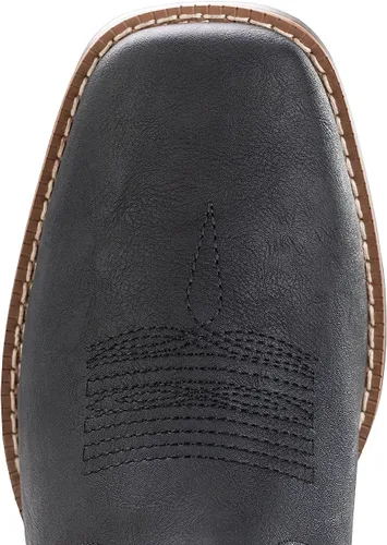 Vista 5 de IUV Botas vaqueras para hombre, botas occidentales tradicionales con bandera estadounidense, retro, punta cuadrada, botas de trabajo de campo