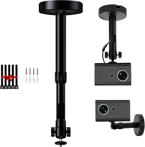 Vista 8 de DAWASAPAT Soporte de techo para proyector con nuevo cardán, soporte de proyector de longitud ajustable, tornillo de ¼ de pulgada, compatible